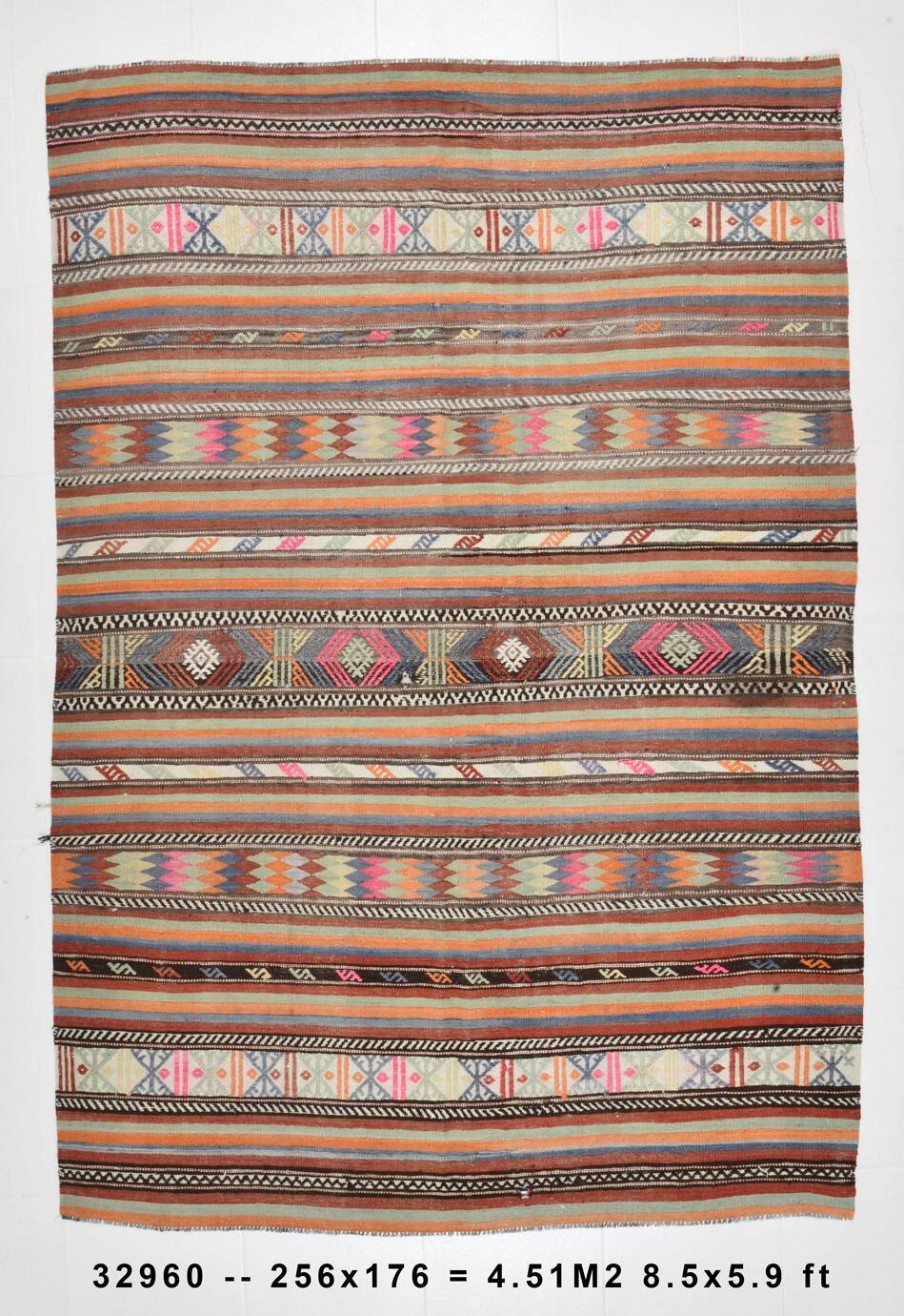 Tapis Kilim vintage turc en laine