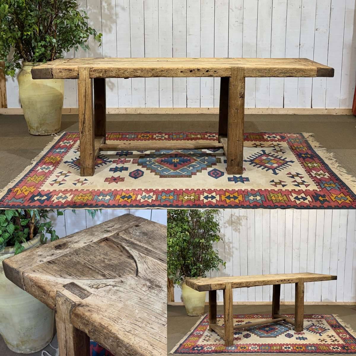 Console - raw oak carpenter's table from the 1930s