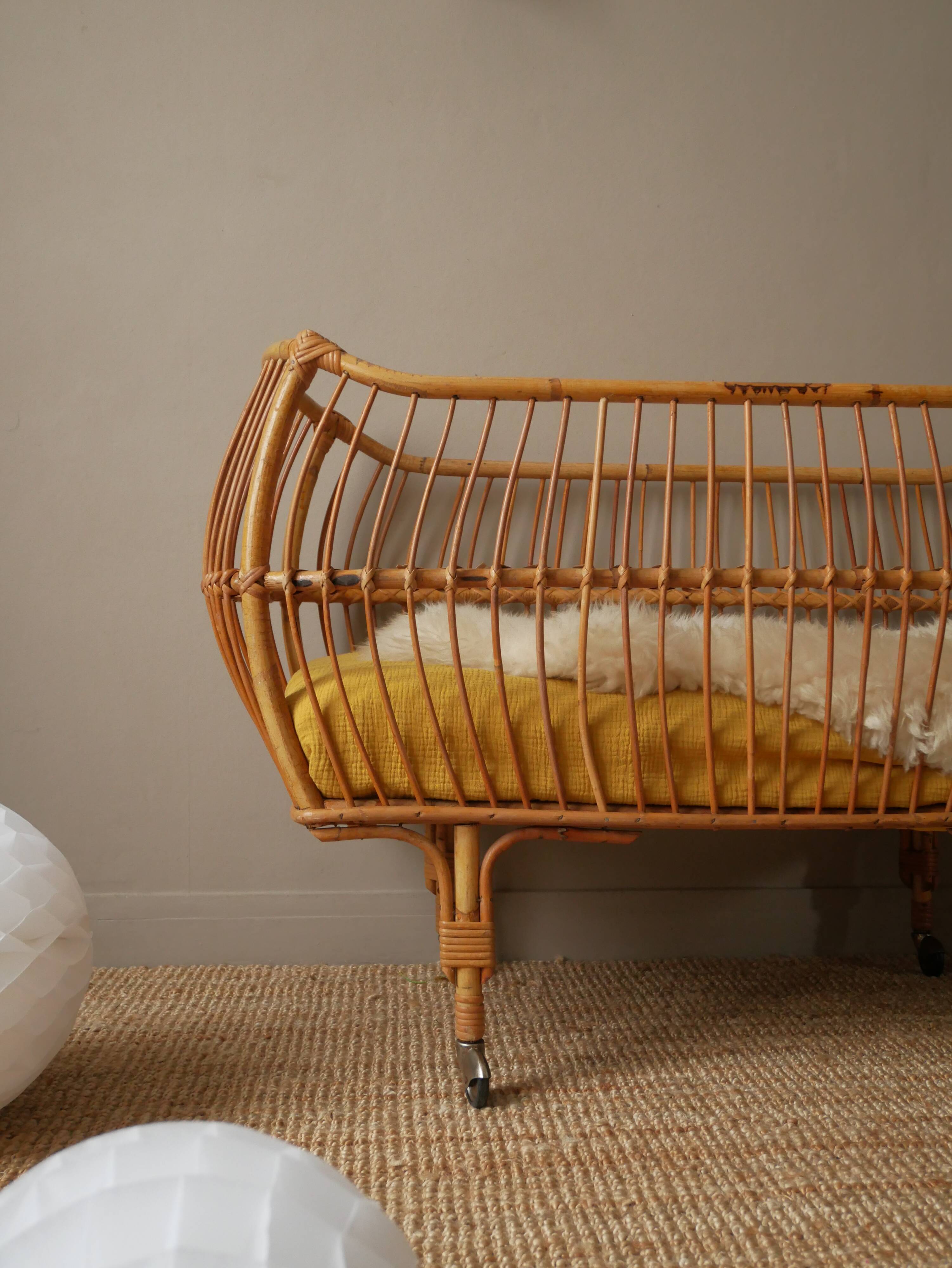 Vintage rattan crib