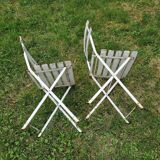 Pair of metal and wood garden chairs