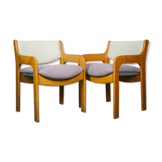Ensemble de 2 fauteuils en bois tissu anti tache glycine 70