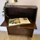 Solid oak secretary with golden feet