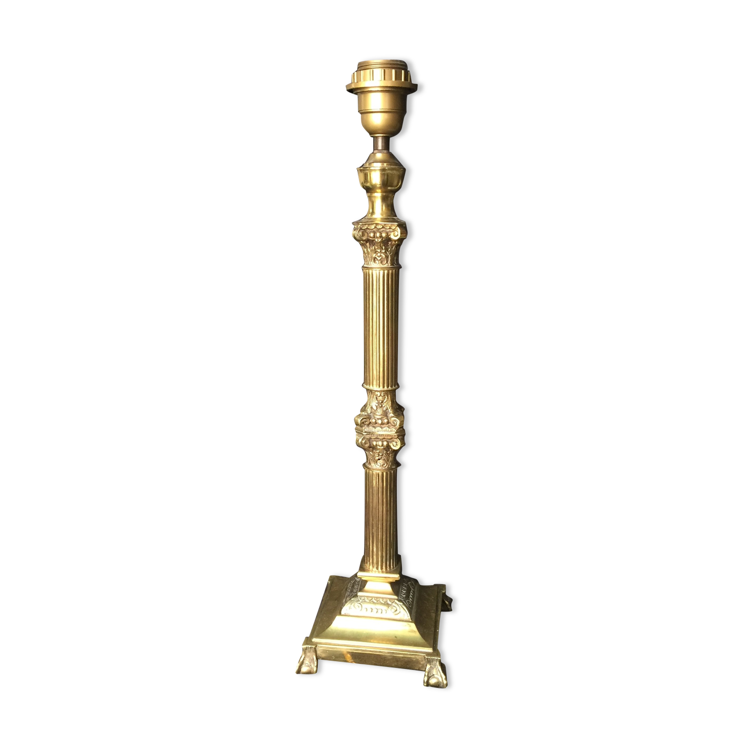 Bronze lamp foot fluted barrel with capitals