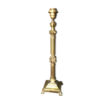 Pied de lampe en bronze fût cannelé à chapiteaux