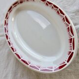 Old Ravier Céranord model Monty – Earthenware with geometric burgundy decoration