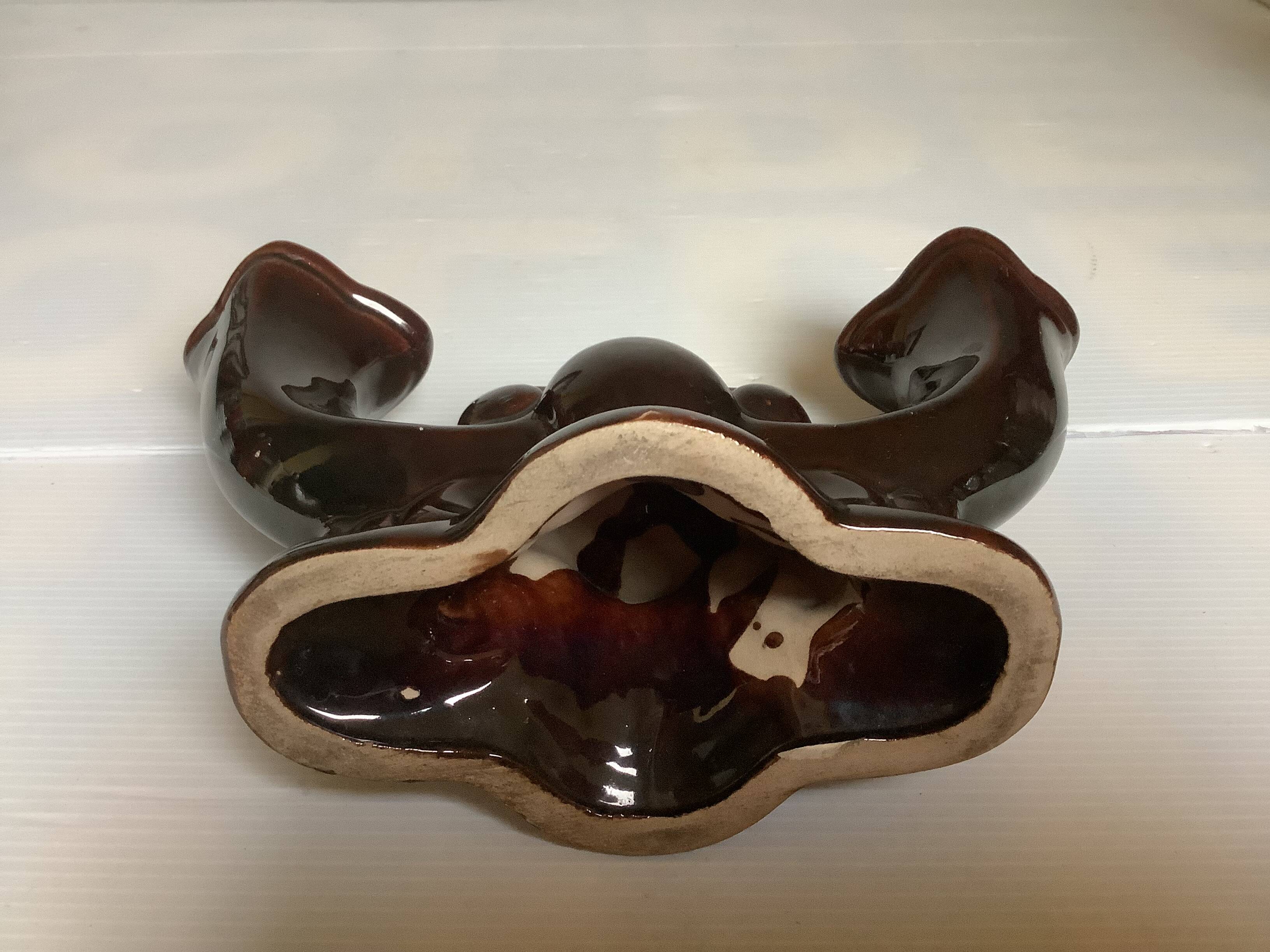 Art Deco brown double candle holder