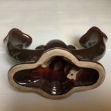 Art Deco brown double candle holder