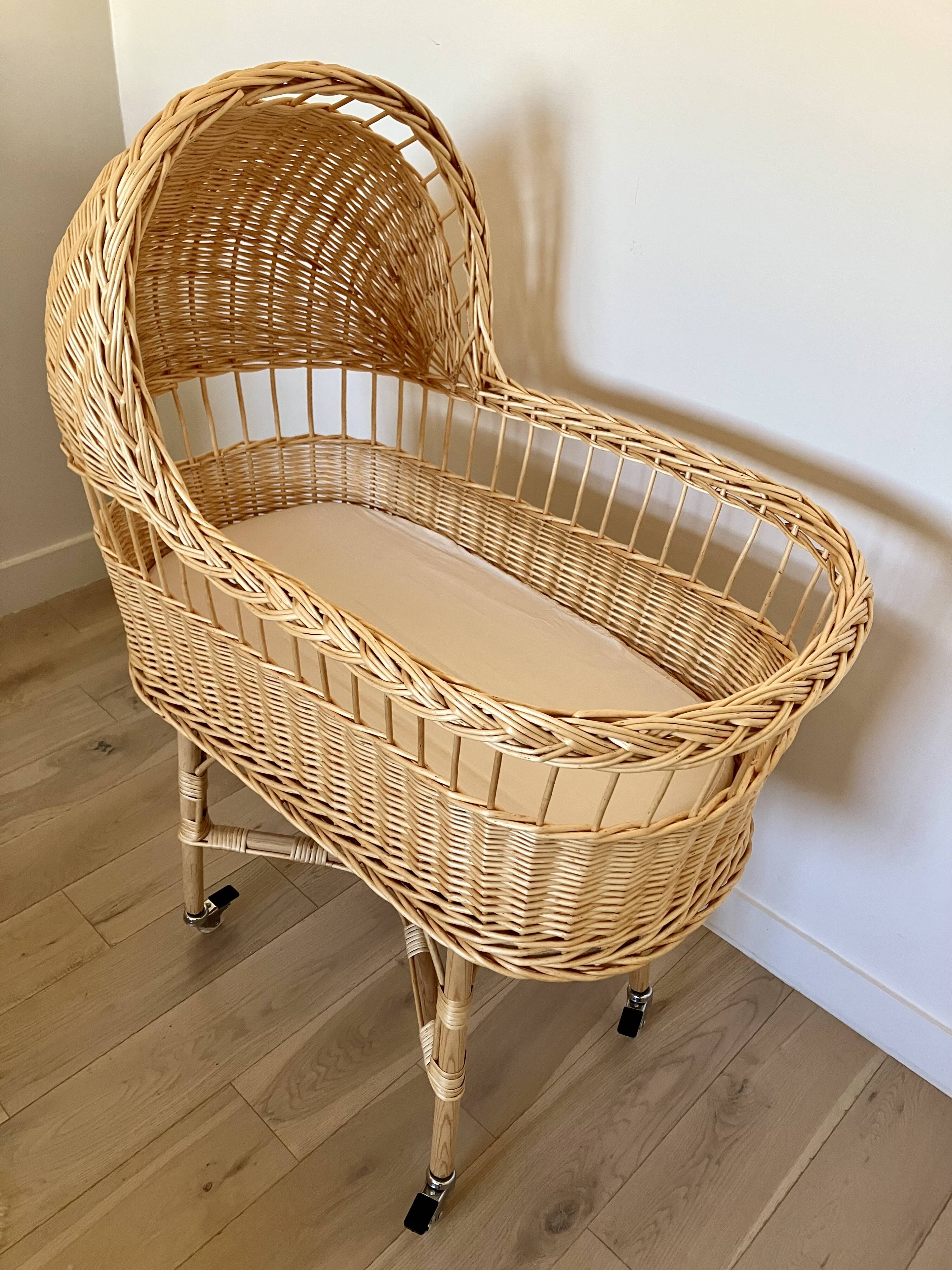 Hand-woven rattan cradle