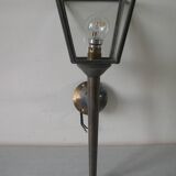 Ancienne lanterne murale applique luminaire 1 feu en laiton et verre déco hall entrée
