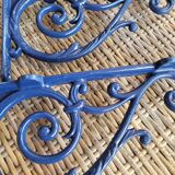 Pair of blue wrought iron shelf brackets