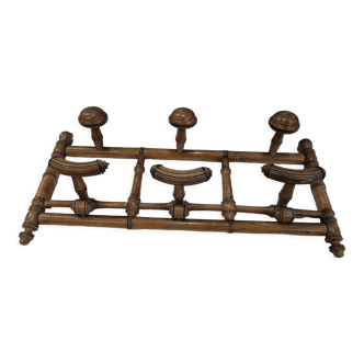 Antique wall coat rack with 3 hooks