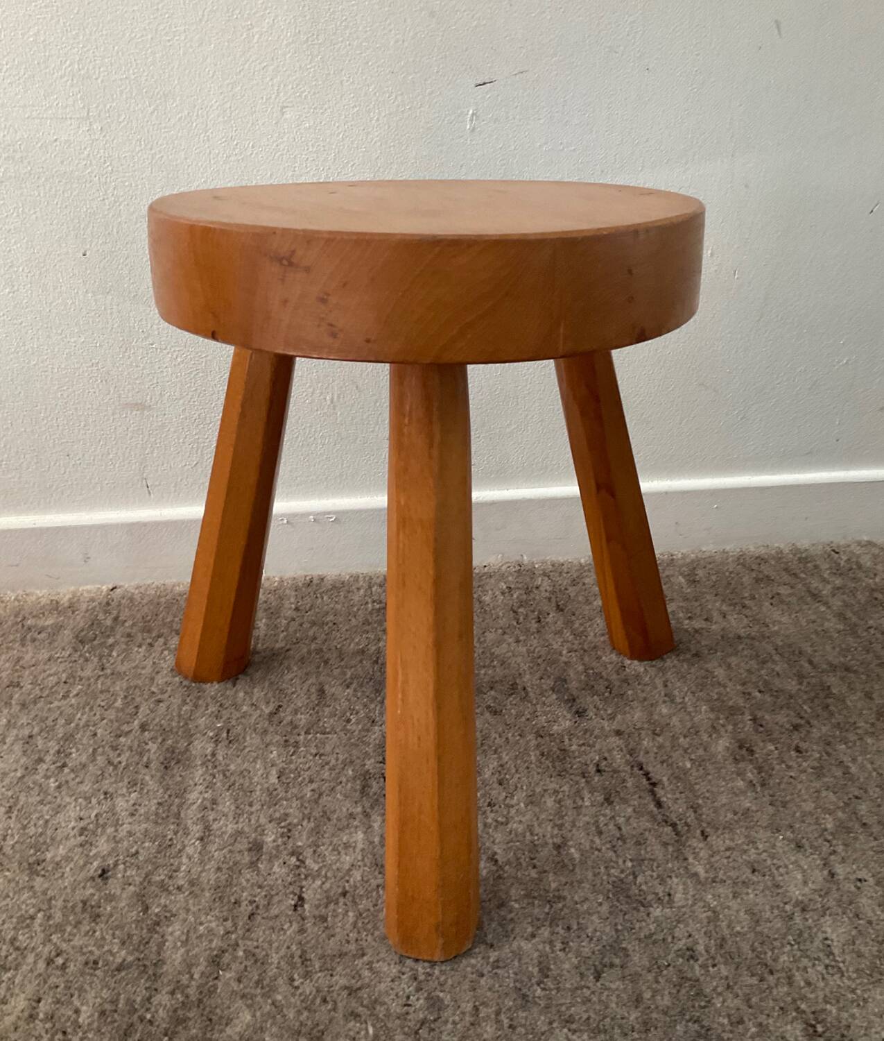 Solid pine tripod stool from the 70s