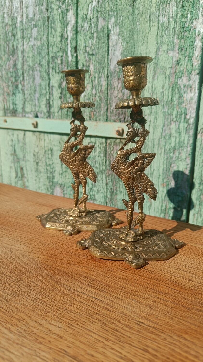 Antique bronze candlesticks