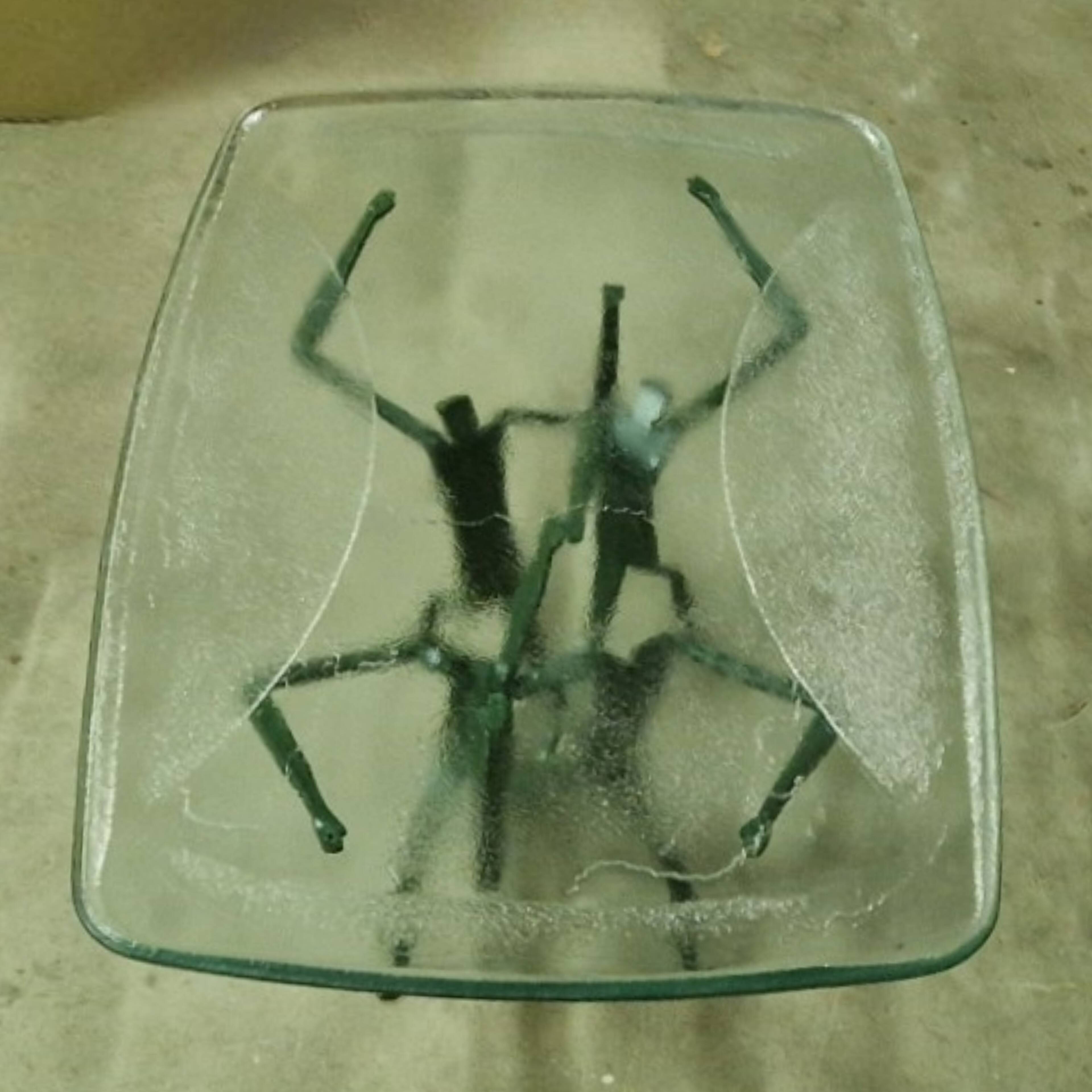 Abstract wrought iron and ice glass coffee table, Germany 1970s