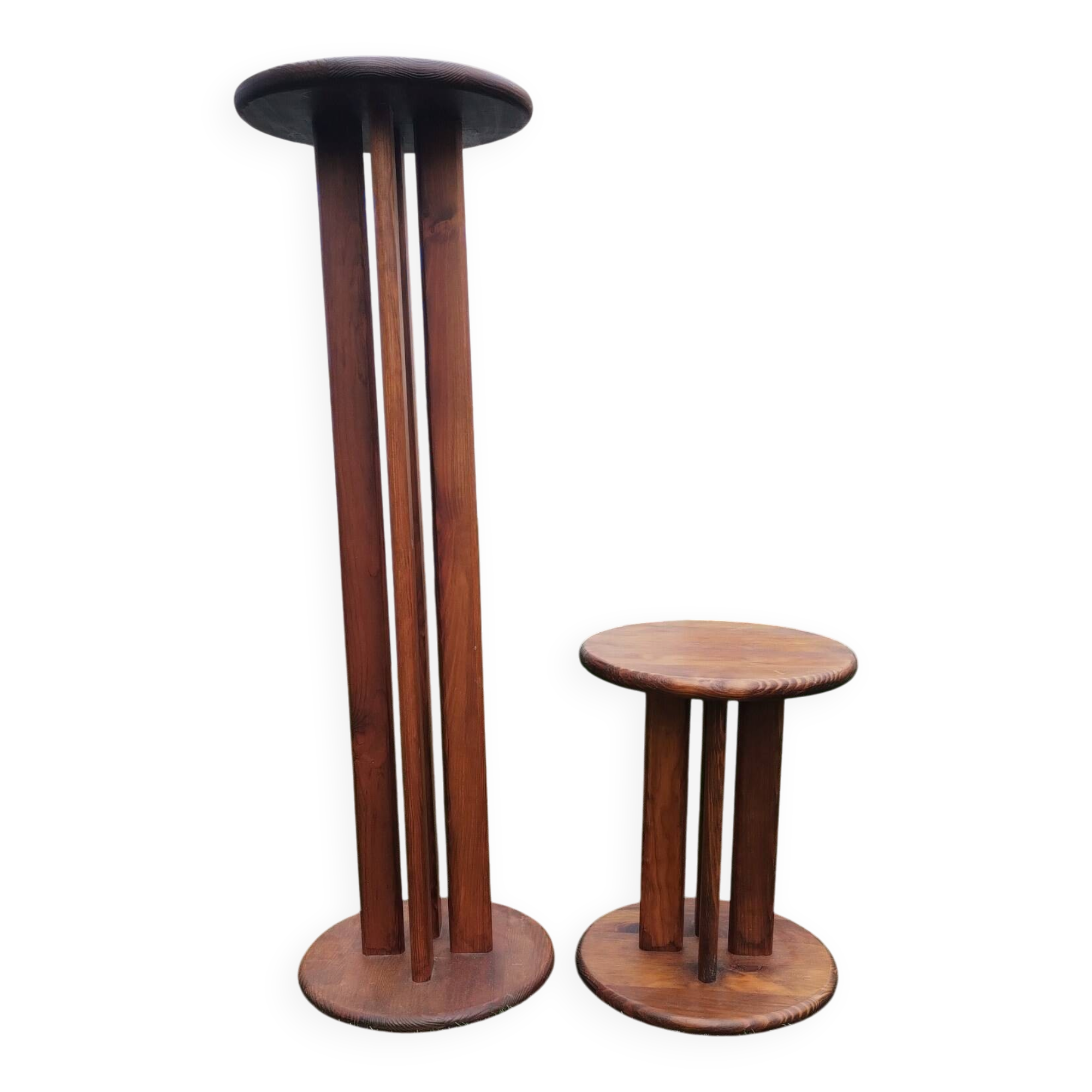 Set of 2 solid wood plant stands.