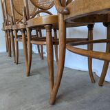 Set of 6 Vintage Bentwood Cane Dining Chair, Thonet Style, 1970s Yugoslavia