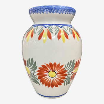 Vase "Henriot Quimper", flowered ceramic, 70s
