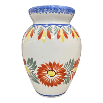 “Henriot Quimper” vase, ceramic flowers, 1970s