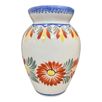 Vase "Henriot Quimper", flowered ceramic, 70s