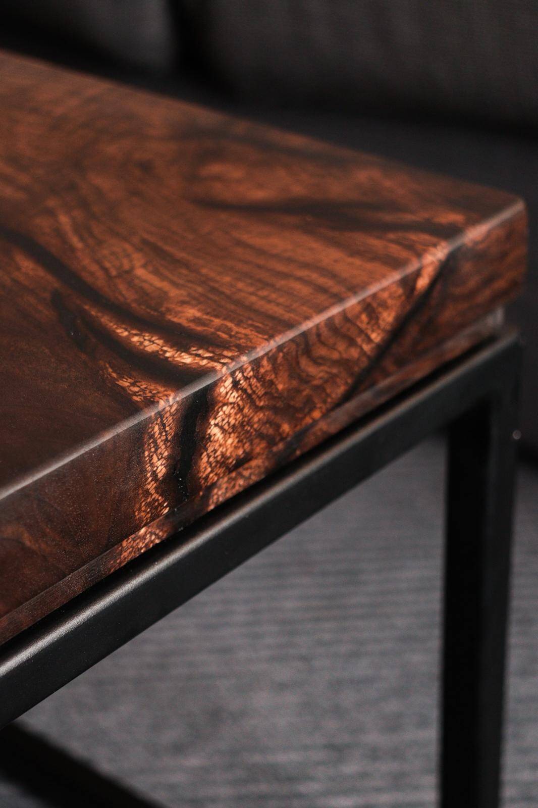 Handcrafted coffee table in solid walnut & epoxy resin – unique piece