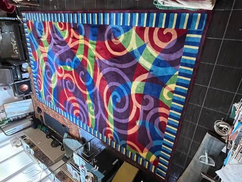 1980s XXL huge Design abstract high quality wool carpet/rug for Hilton hotel