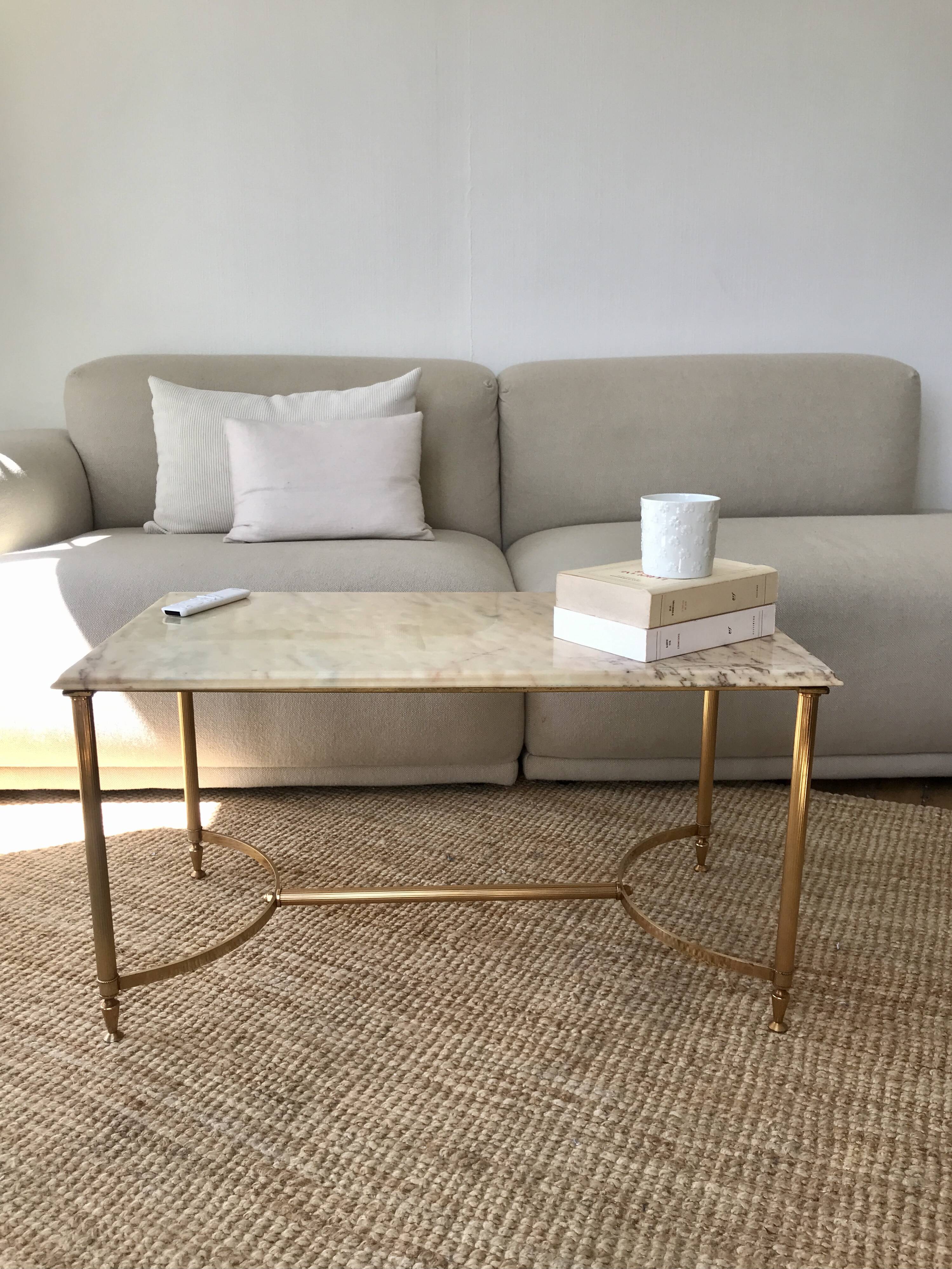 Brass and marble coffee table