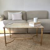 Table basse en laiton et marbre