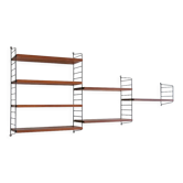 String wall shelf in teak by Kajsa and Nils Strinning danish 60s