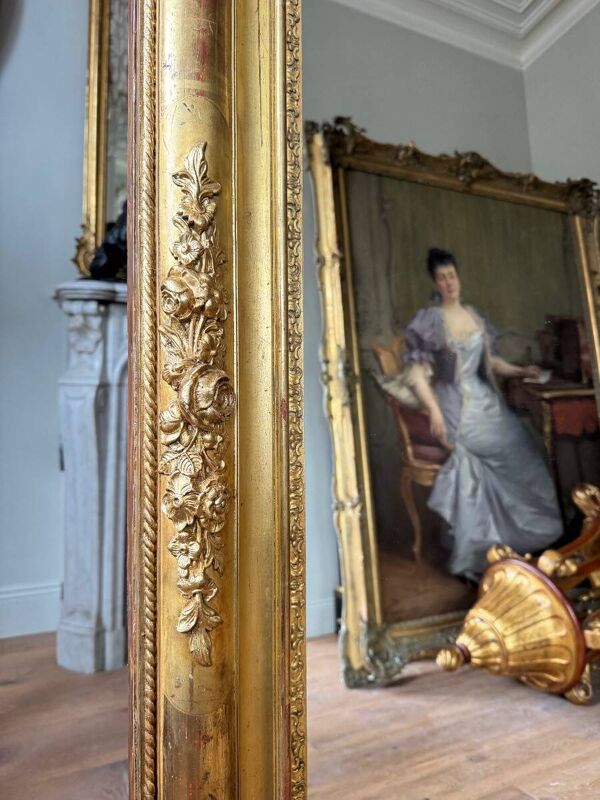 Miroir d’époque restauration en bois doré d’époque Napoléon III 165 cm x 130 cm
