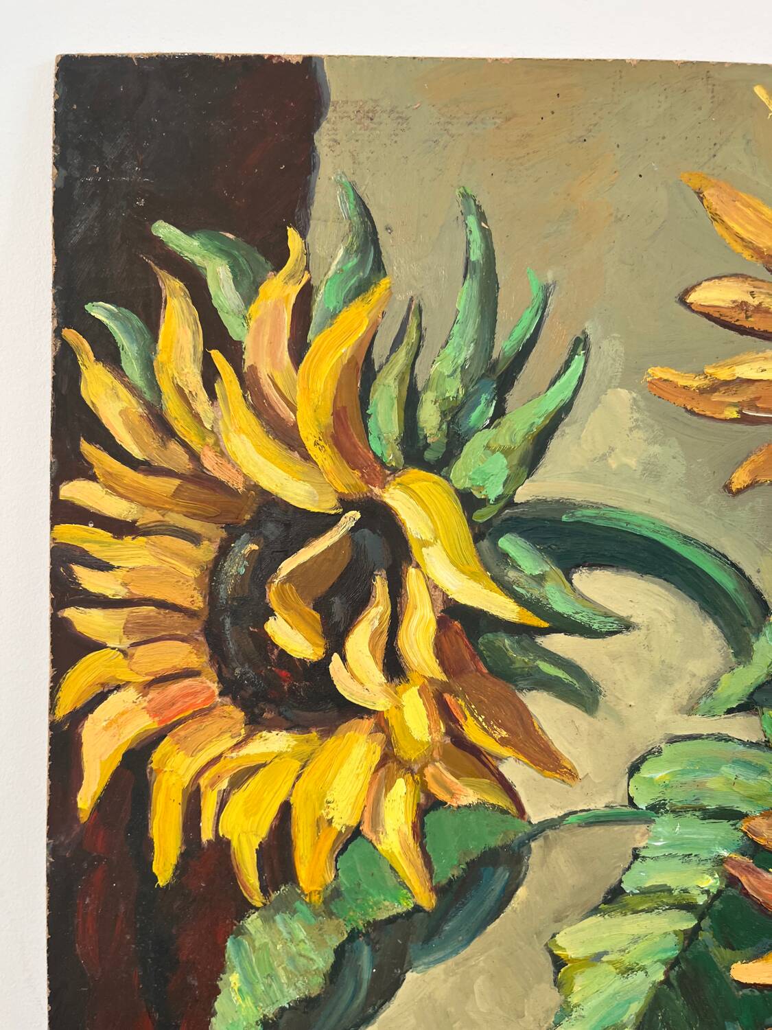 The sunflowers, knife technique on panel.