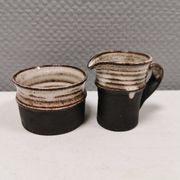 Ceramic set consisting of a sugar bowl and a milk jug from Finns keramik Denmark.