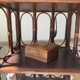 Sellette vintage en bois et rotin
