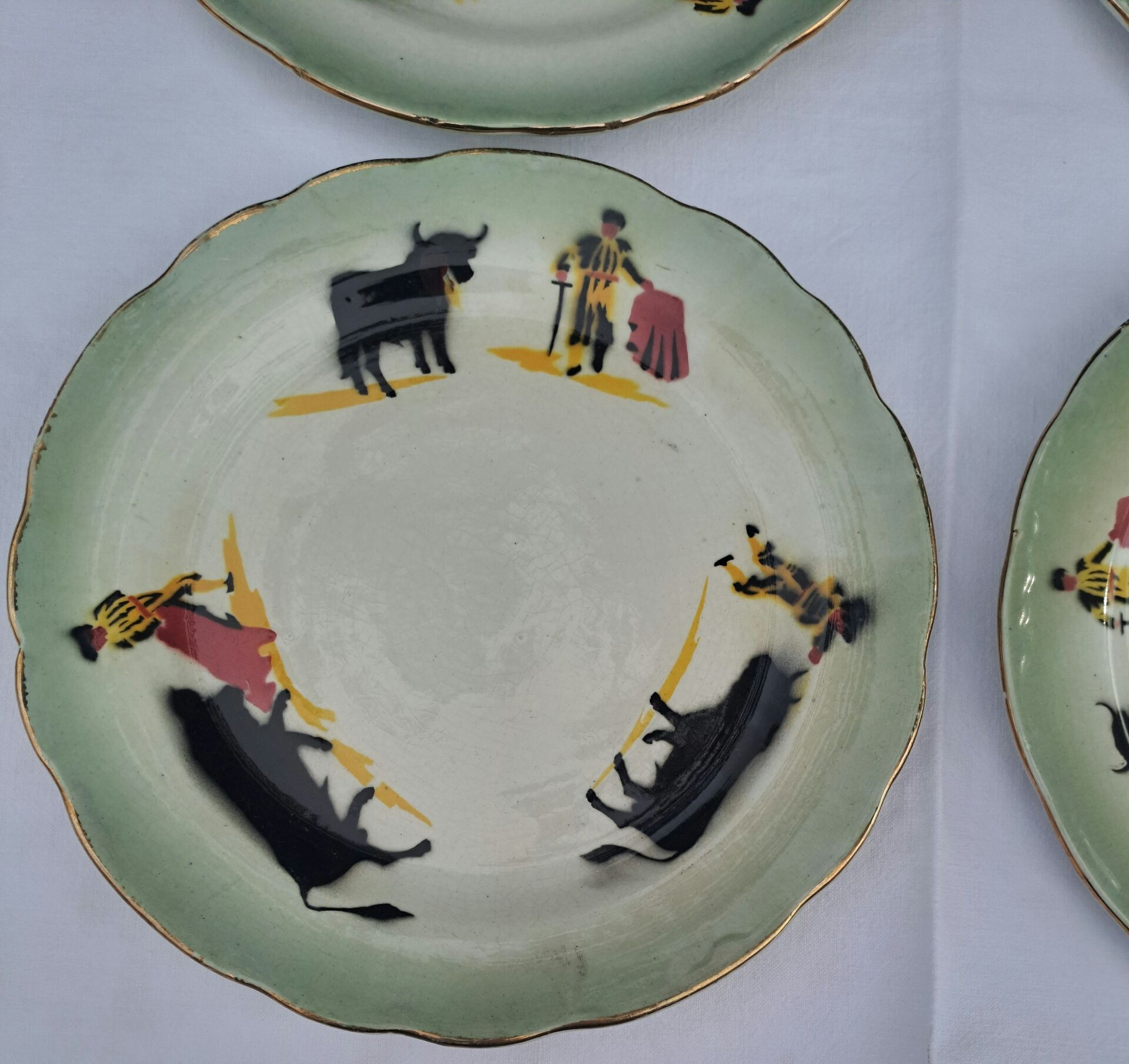 4 dessert plates bullfighting Choisy Le Roy Terre De Fer