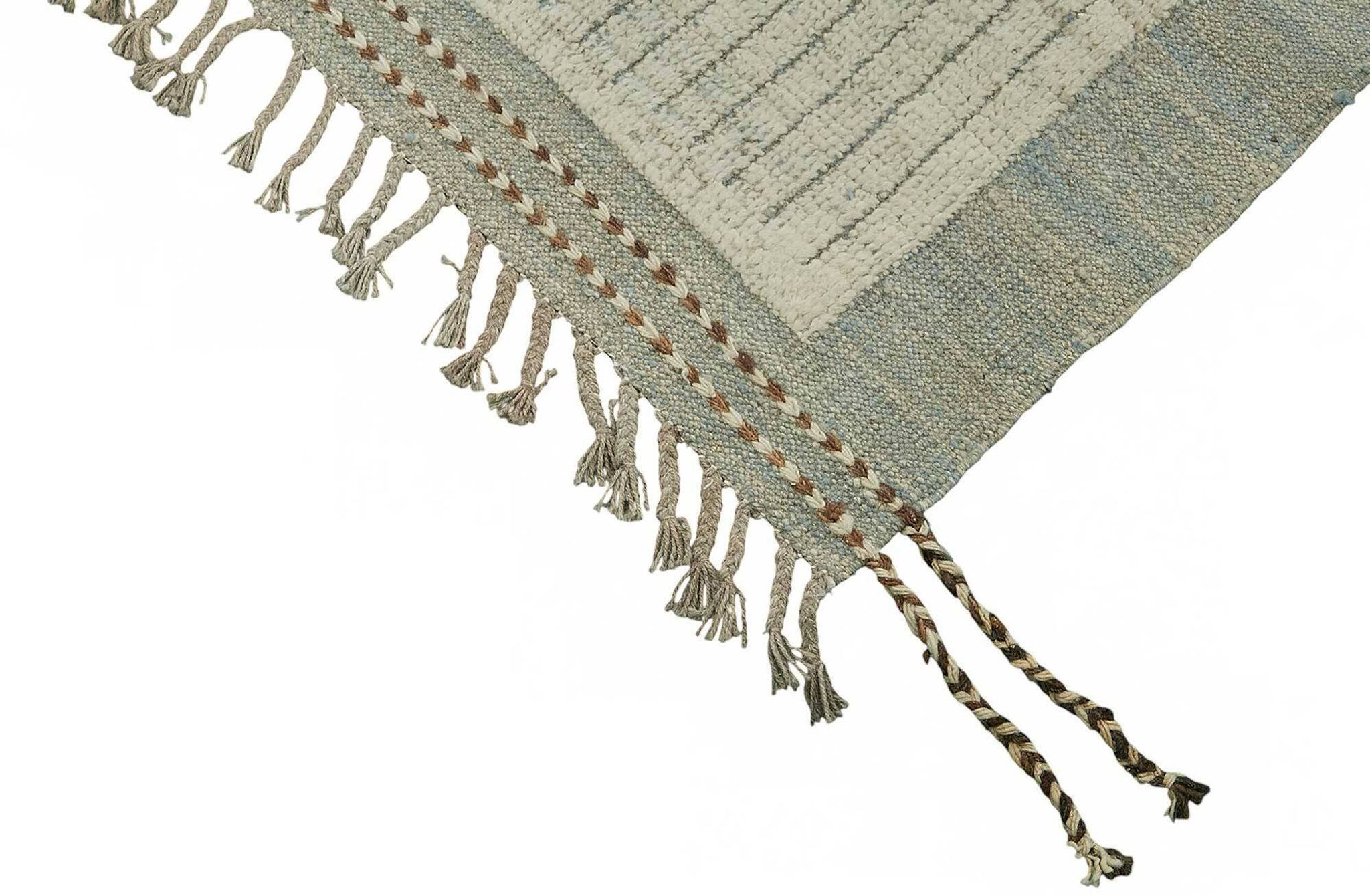 Tapis tribal unique noué à la main en laine beige 222 cm x 307 cm
