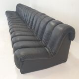 De Sede DS-600 "Non Stop" Snake Shaped Modular Sofa in Full Black Leather