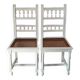 Paire de chaises Henri II blanches cannage