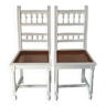 Pair of white canning Henri II chairs