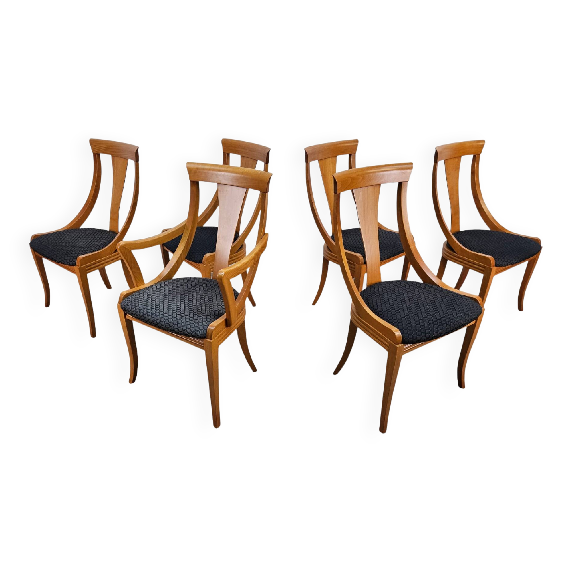 Vintage 6 pieces gondola chairs, pietro costantini, made in italy, 70s/80s