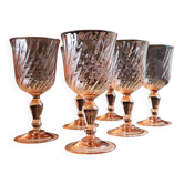 Set of 6 Rosaline twisted pink glass stemmed glasses – Arcoroc France