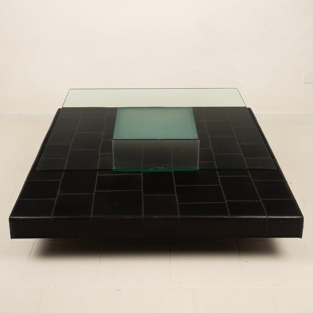 Table basse avec base en cuir de pecari par Tito Agnoli pour Caleido, 1970
