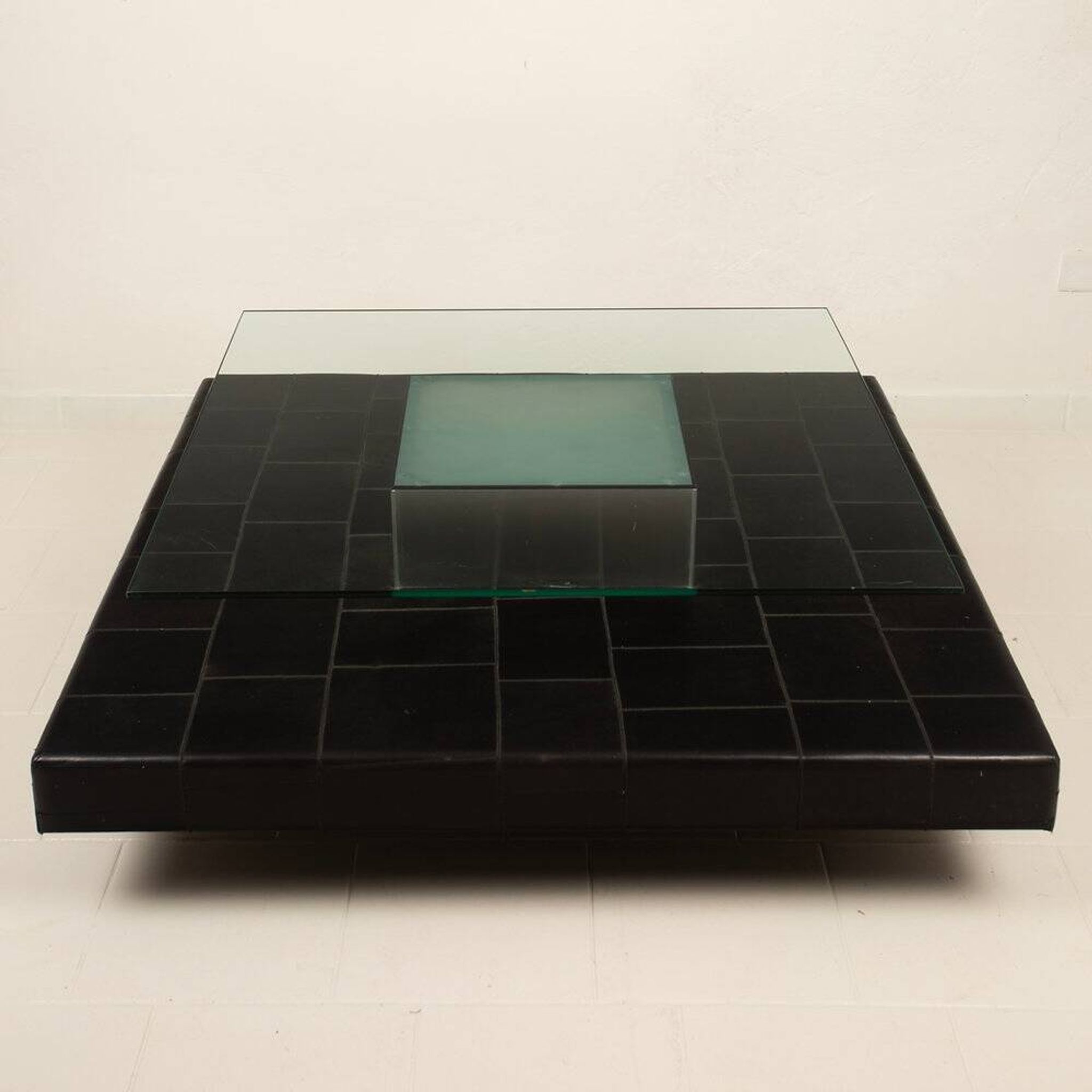 Coffee table with pecari leather base by Tito Agnoli for Caleido, 1970