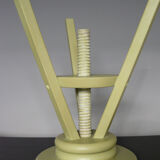 Painted and waxed wooden screw stool