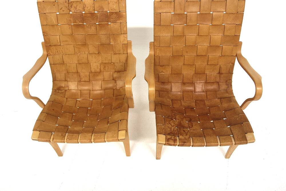 Set of 2 Scandinavian "Eva" armchairs, Bruno Mathsson, Sweden, 1970.