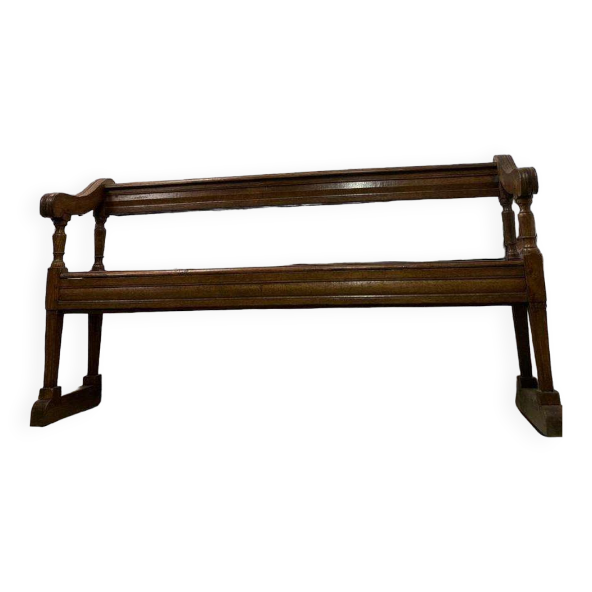 Antique wooden bench with pinned construction