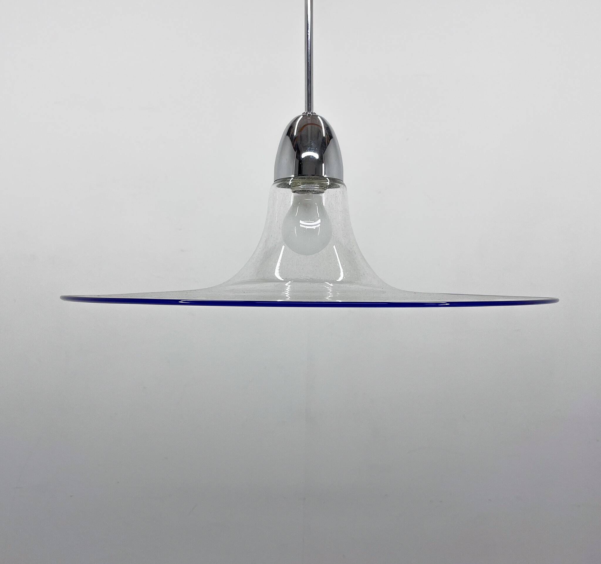 Space Age Italian Bubble Glass & Chrome Pendant Light, 1970's