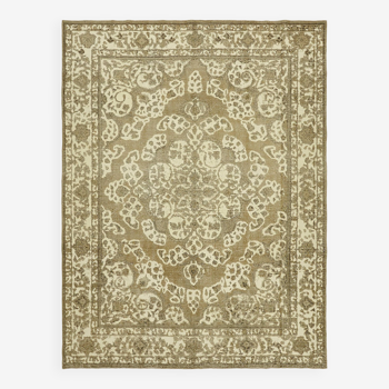 Tapis de laine beige noué à la main des années 1970 286 cm x 374 cm laine beige