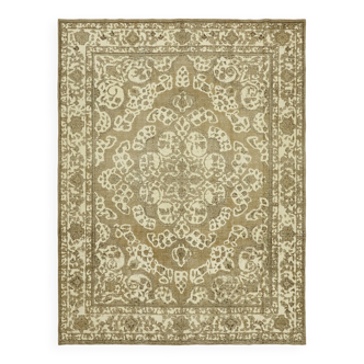 Tapis de laine beige noué à la main des années 1970 286 cm x 374 cm laine beige