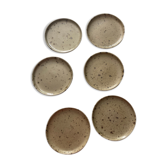 Series of 6 vintage stoneware dessert plates