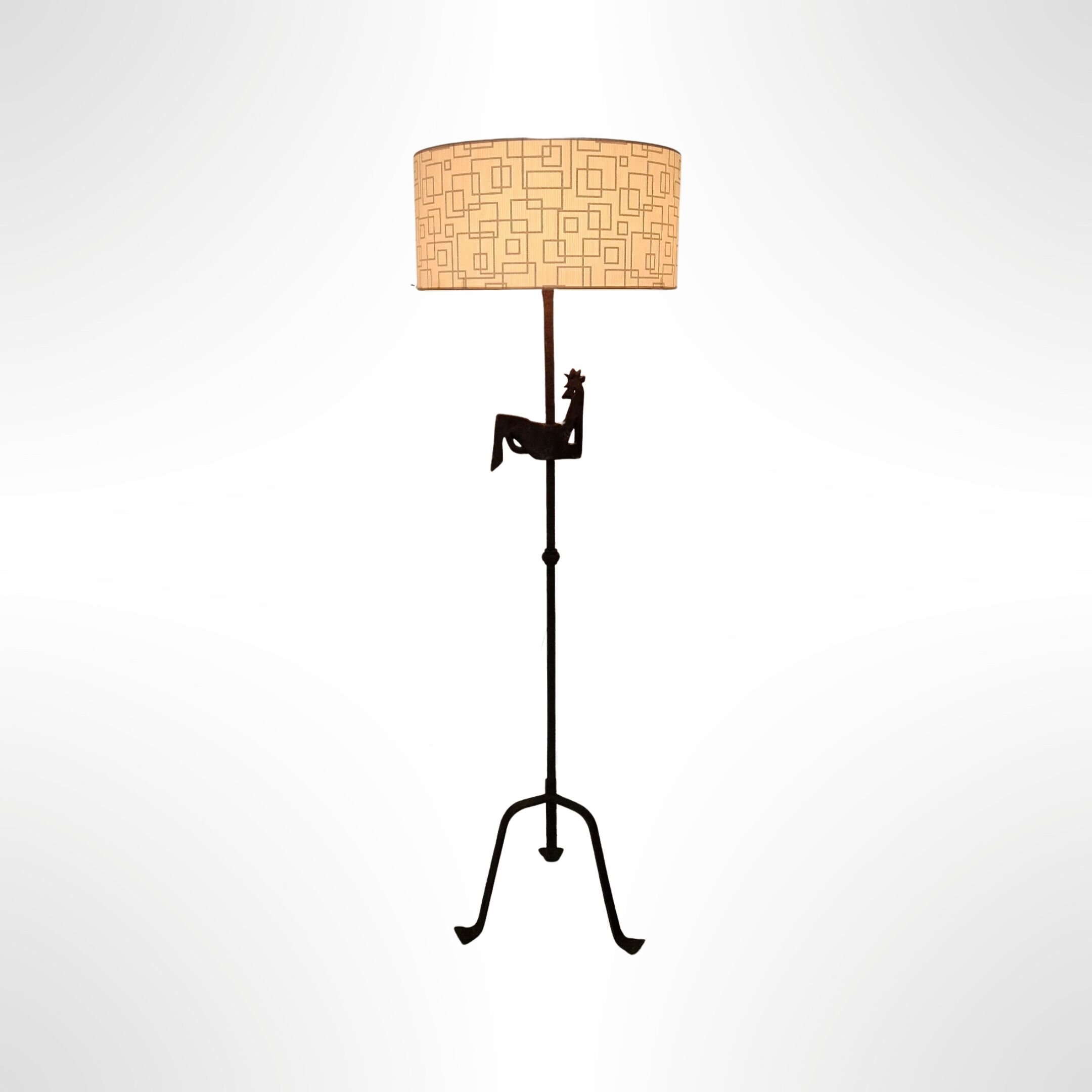 Wrought iron rooster lamp by Jean Touret for atelier marolles, france 1950s