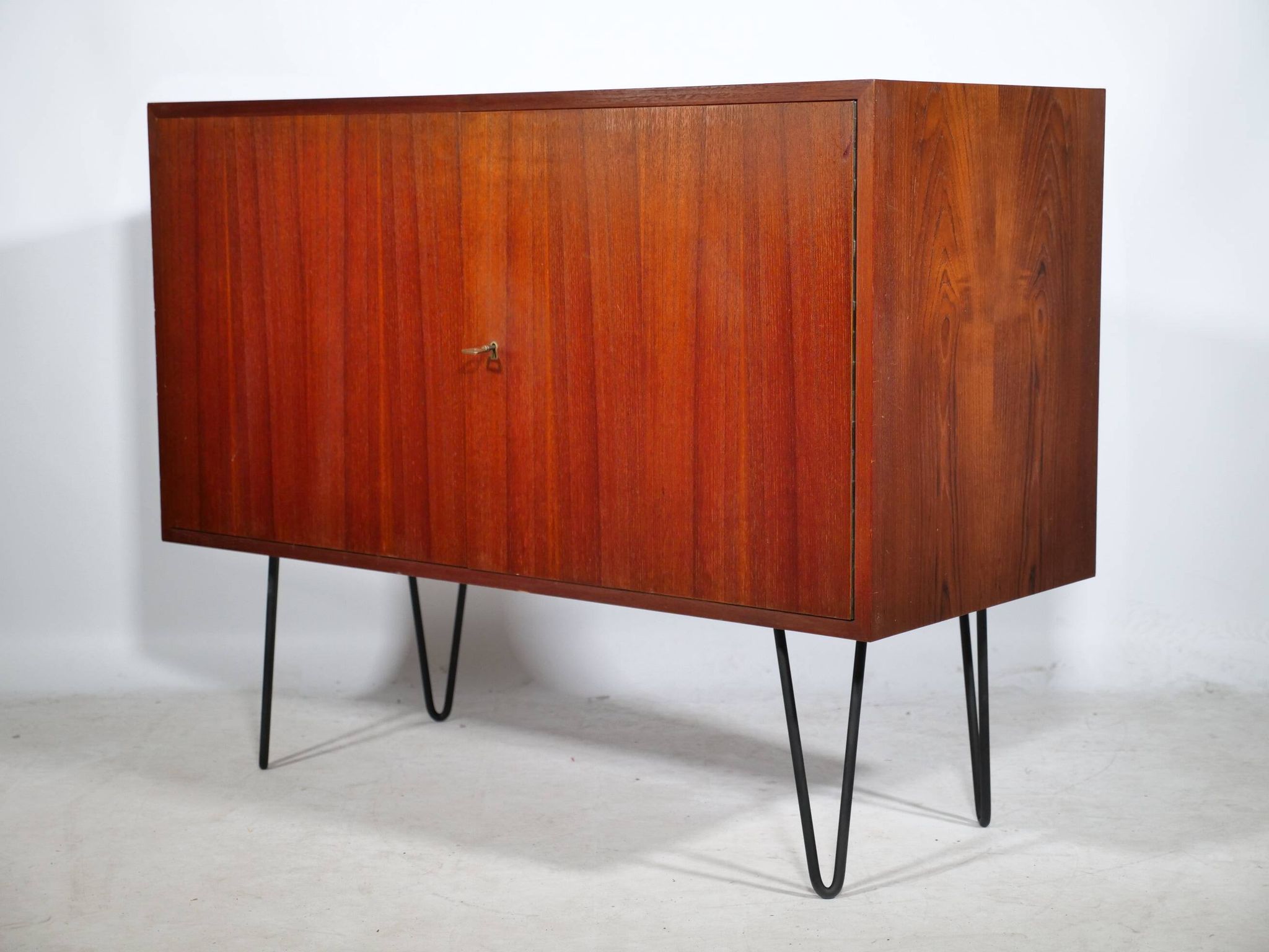 Buffet d'Erich Stratmann, teck, pieds en épingle à cheveux, armoire, années 1960